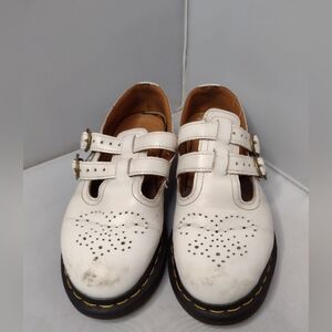 Dr. Martens Women Mary Jane Shoes 7 US White Leather Two Buckle 8065 Docs E